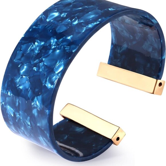 Colorful Acrylic Resin Tortoise Wide Cuff Bracelet for Women - Adjustable Statem - Picture 1 of 7